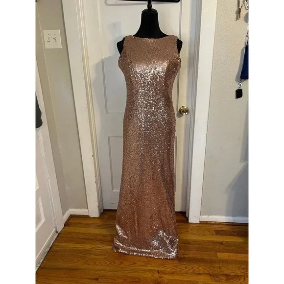 christina wu rose gold sequin dress Christina Wu Celebrations 22208 Rose Shiny main image 1